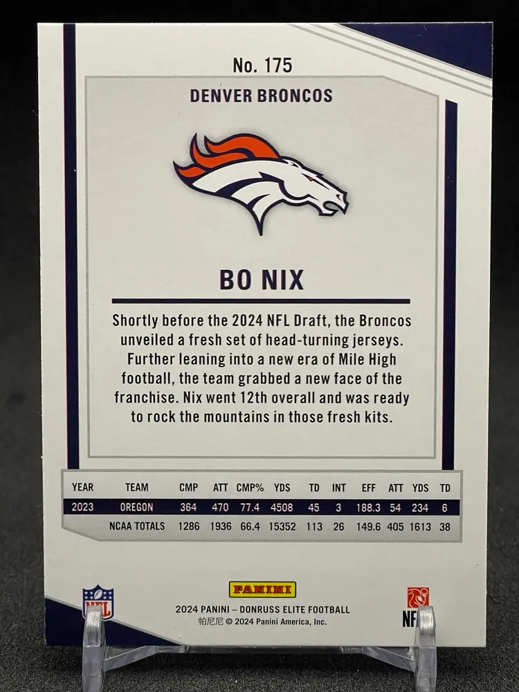 2024 Panini Donruss Elite - Rookies Bo Nix #175 Pink (RC)