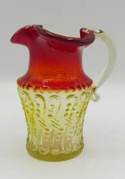 Vintage Kanawha Glass Amberina Creamer Mini Pitcher