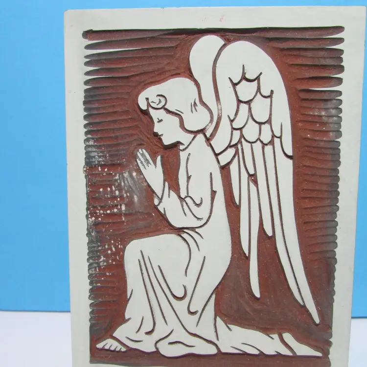 vintage wooden stamp block Christmas Angel