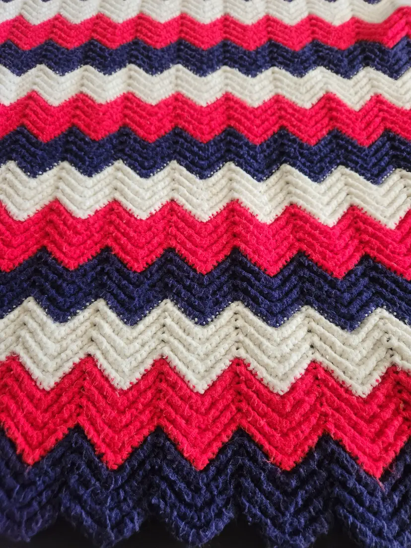 05-Red White Blue Afghan 48 X 88