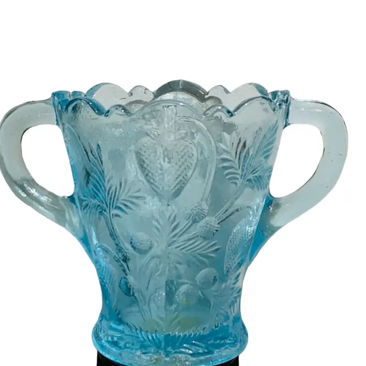 Vintage Mosser Aqua Blue Art Glass Vintage Blue Pressed Glass Double Handle
Celery Vase - Inverse
Strawberry Motif