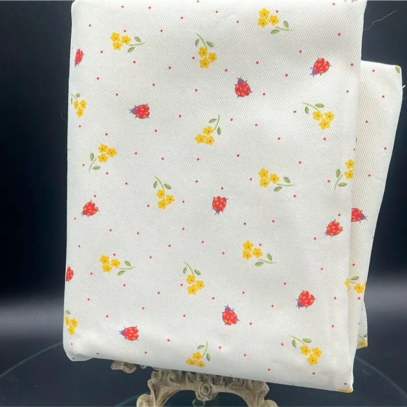 Ladybug Yellow Floral Polka Dot Fabric Insects