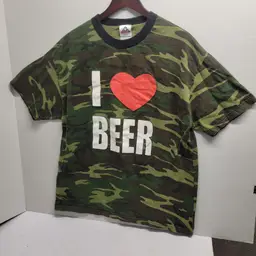 VTG AAA Camouflage “I ❤️ Beer” T-Shirt XL
