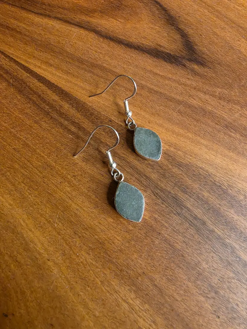 Pair of Jade earrings in sterling silver .925 setting