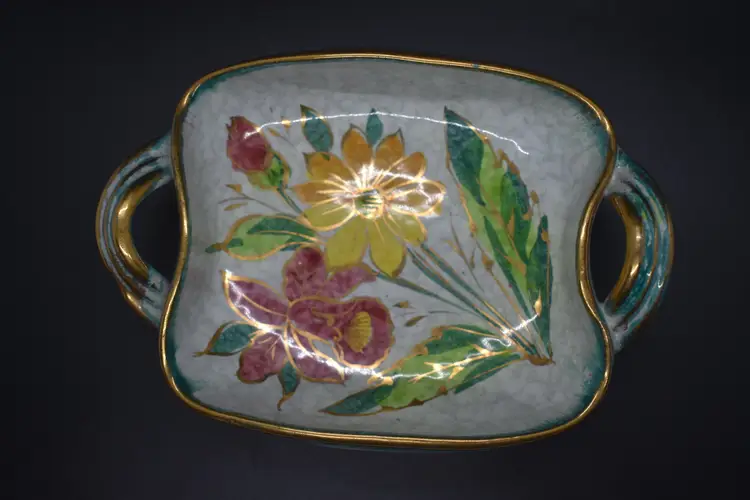 Vintage Hand painted Iris Candy Dish Gold-rimmed Made In Italy