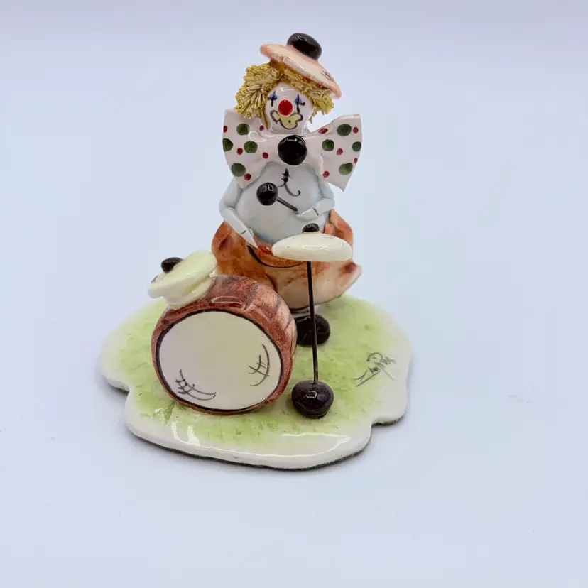 Clown Drummer Spaghetti Hair Musician Zampiva Italy Porcelain Figurine 3x3 “