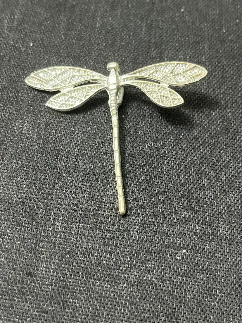 Dragonfly Pendant Silvertone 1.5”
