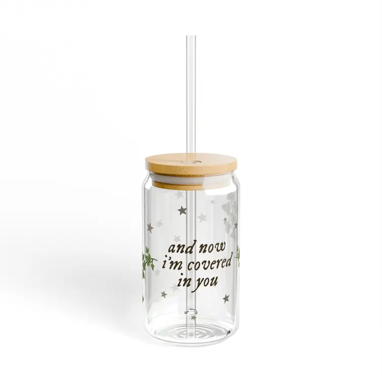 Ivy Iced Coffee Cup | Now I'm Covered In You 16 oz Glass Can | Evermore Iced Coffee Glass | Taylor Swift Gift