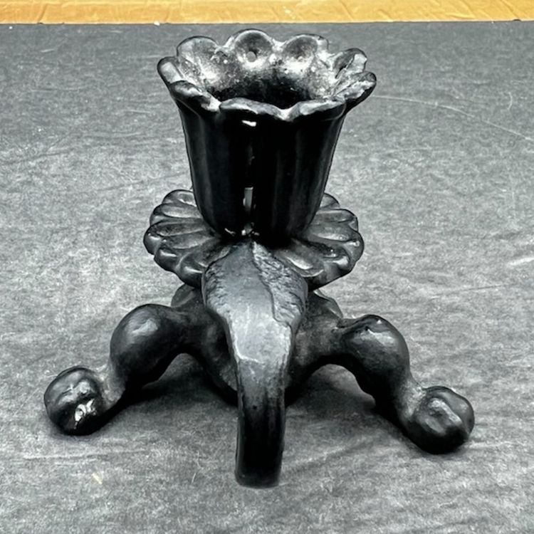 #409B Vintage Cast Iron Taper Candlestick Holder. Chamber Candle Holder
Gothic Or Victorian Style 
AMSCO Hope AR Stamped On Bottom