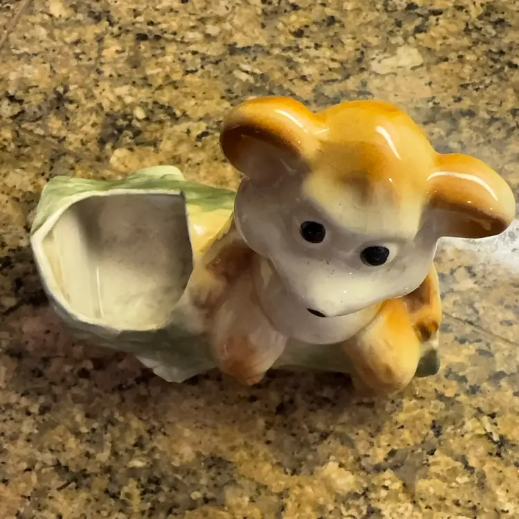 Vintage Bear On A Log Planter