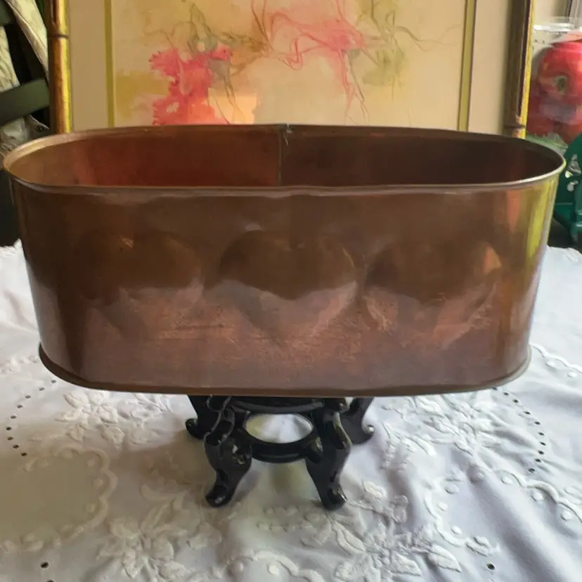Vintage Eddie Bauer 1990 Heart Copper Planter 11” x 4.75” x 4.5” and 1.34Lbs Engraved Message On Bottom
