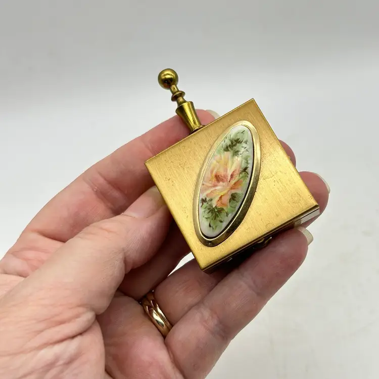 Vintage Pocket Purse Cigarette Ashtray Floral Print