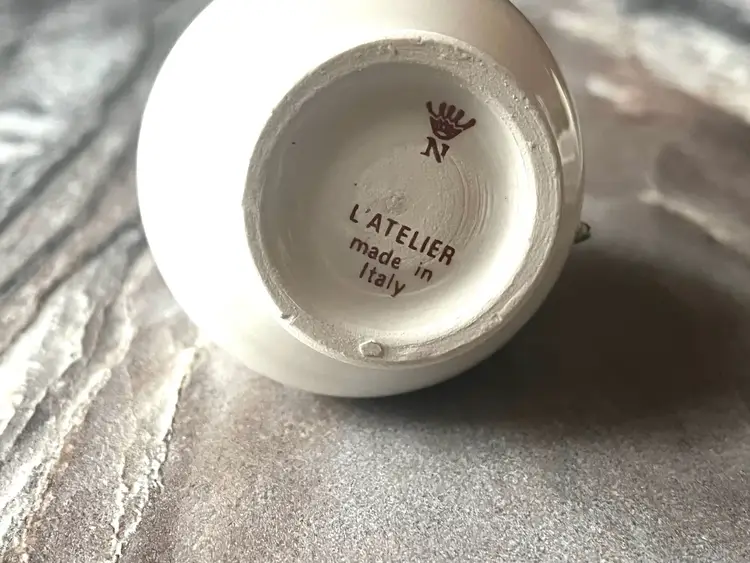 L’Atelier Blue Flower Floral Bud Vase Italy 2 1/2" x 2 1/4" Porcelain