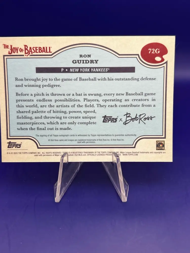 Ron Guidry 2025 Topps X Bob Ross Joy Of Baseball Sap Green Auto /75 New York Yankees