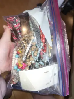 8 cup bag full of vintage to now good wearable/sellable jewelry