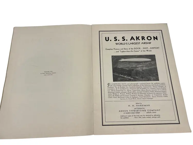 1931 Akron & U.S.S. Akron World’s Largest Airship Booklet + Airship Facts ZRS-4