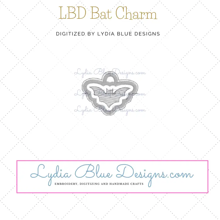 LBD Bat Charm In The Hoop Design DIGITAL Content Only - not a physical product