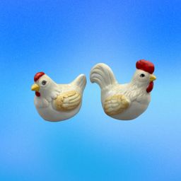 Ceramic Rooster And Hen Figurines 2”