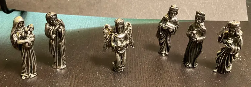 Reed And Barton Vintage Mini Nativity Christmas Ornaments Silver Plate