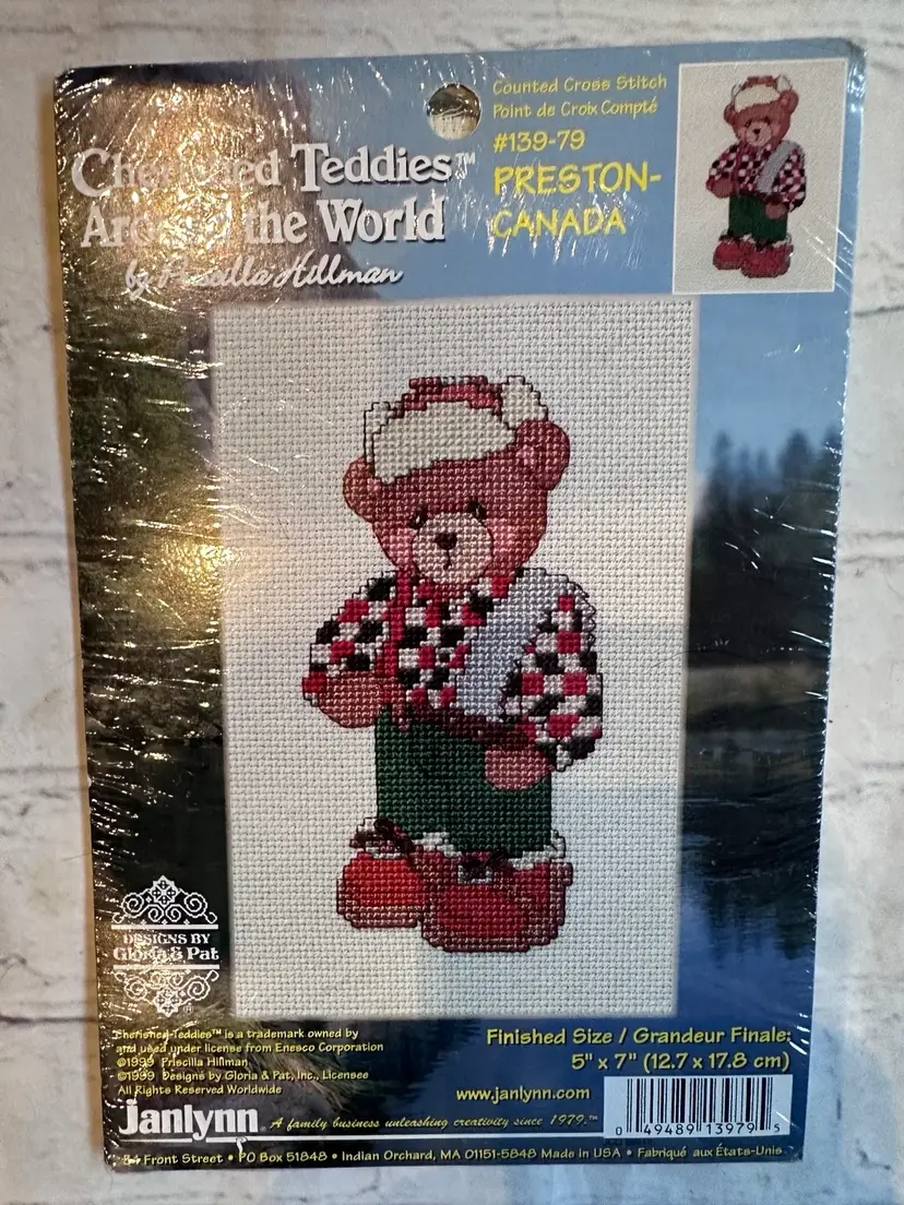 Vintage 1999 Janlynn Cherished Teddies Around The World Cross Stitch Kit Preston Canada
