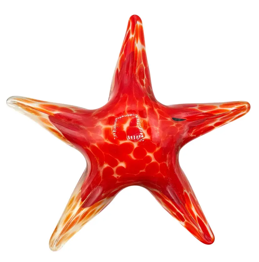 Art Glass Starfish Sea Star Paperweight Ocean Nautical Decor Red Spot Large 8”