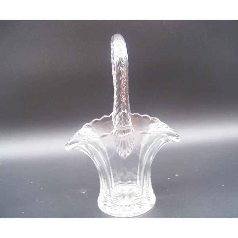 Vintage Duncan Miller Clear Glass Bride's Basket with Fused Handle
