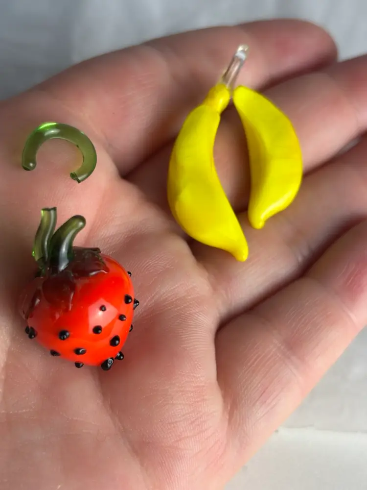 2 Glass Repair Fruit Pendants 1”