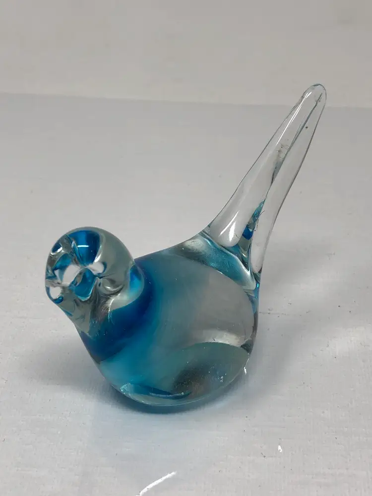 Blown Glass Bird with a Hint of Blue
