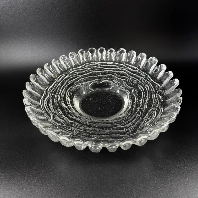 Vintage Clear Textured Glass Console Bowl