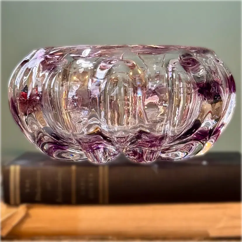 Vintage Thomas Webb Amethyst MCM Crystal Art Glass Bowl (England)