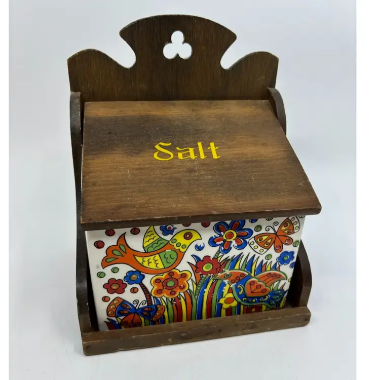 VG Japan Groovy Bird Colorful Salt Cellar Wall Hanger 7”