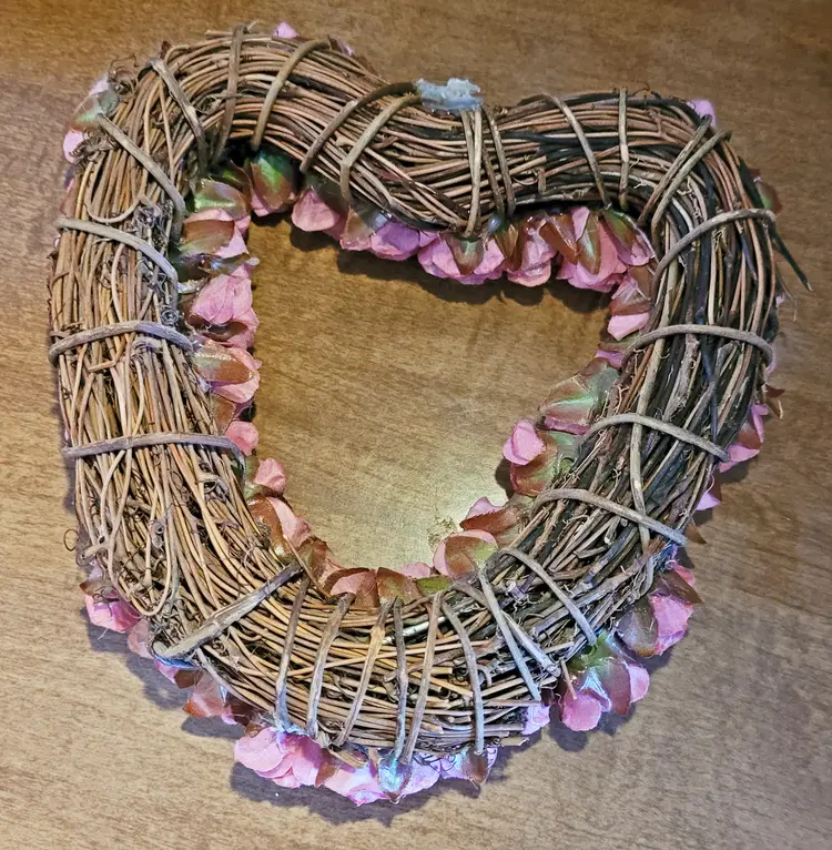 Vintage Red Silk Heart Shaped Twig Branch Wreath