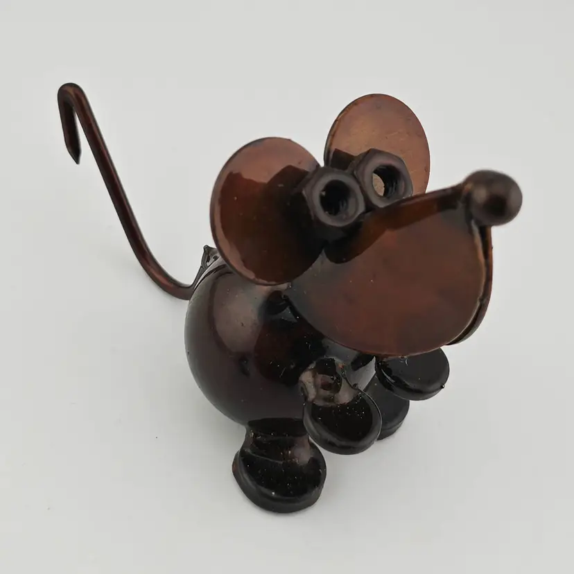 Welded Metal Brown Mouse Figurine 3.5'