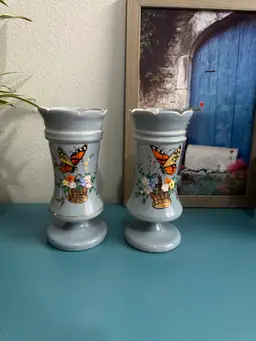 Antique Bristol Glass vase Hand Blown & Hand painted Beautiful Bright Colors