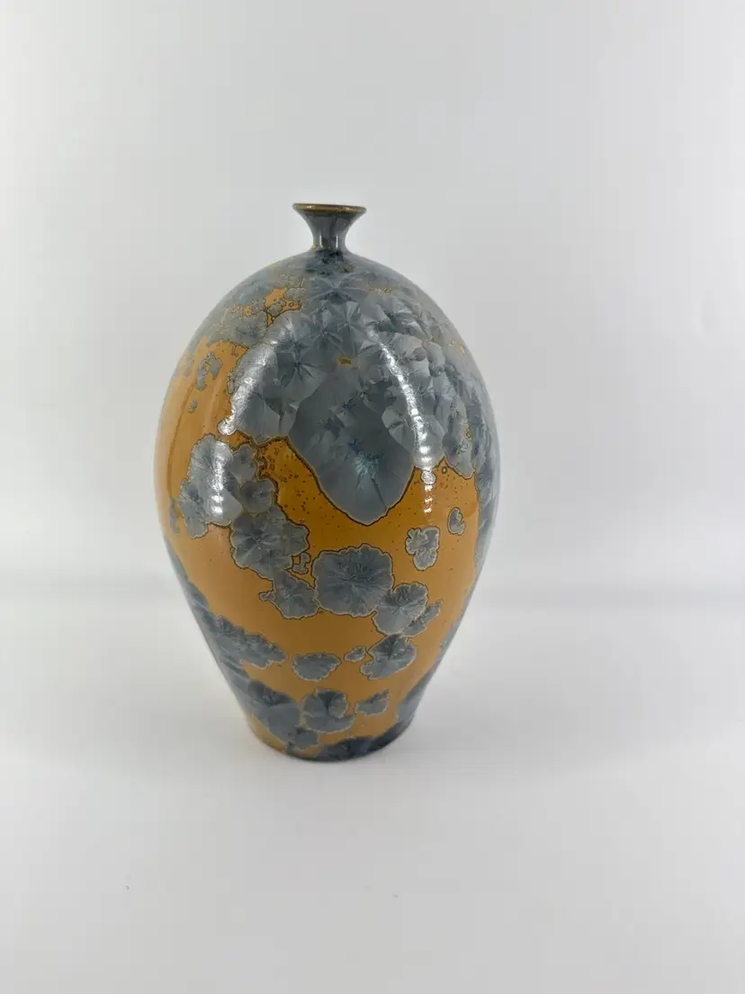 Vtg Signed Palmer Studio Art Pottery Crystalline Glazed 10" Vase 1980