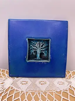 Michael Cohen Hot Plate Tile / Tree Of Life 5 3/4 Sq no condition issues