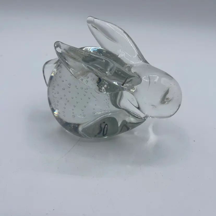 Rabbit Paperweight With Controlled Bubbles 4” X 3.25”
