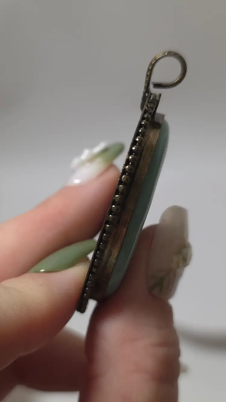 Vintage Turquoise And Silver Cabochon Pendant Fashion Jewelry Statement Piece