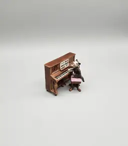 Vintage Hagen Renaker Kitty Cat Playing Piano 3 Piece Figurine Set