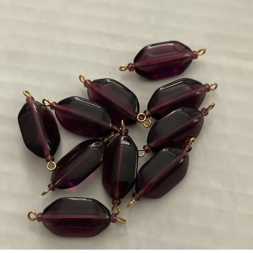 Purple Glass Beads! UV Reactive! 1” x 1/2”