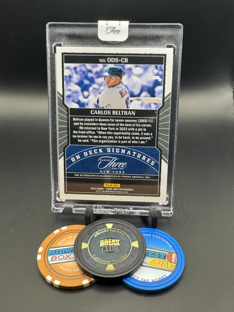 Carlos Beltran Auto 08/10 On Deck Signatures 2024 Panini Three And Two New York Mets
