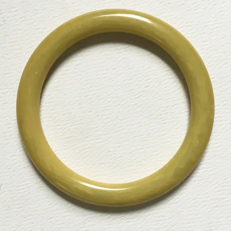 Vintage Yellow Bakelite Swirl Marbled Bangle