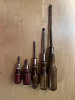 Lot Of Philips Screw Co. Wooden Handle Screw Drivers
