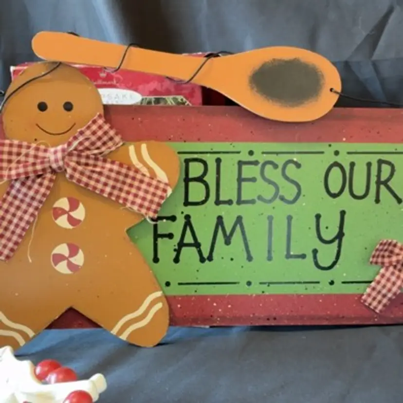 Bless Our Family Gingerbread Sign Wall Decor