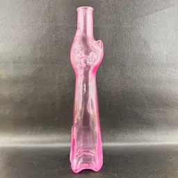 German Happy Cat Moselland Rheinhessen Riesling Wine Bottle Translucent Pink EMPTY