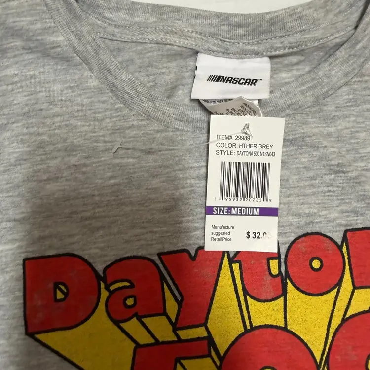 NASCAR Daytona 500 Heather Gray Retro Race Official Graphic T-Shirt - M NWT