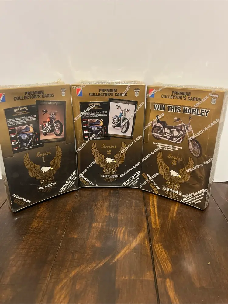 Harley Davidson Collectors Cards Series 1, 2 & 3 Factory Sealed Boxes New (1992)