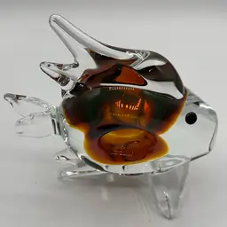 Chribska Czech Art Glass Donut Hole Fish Sculpture