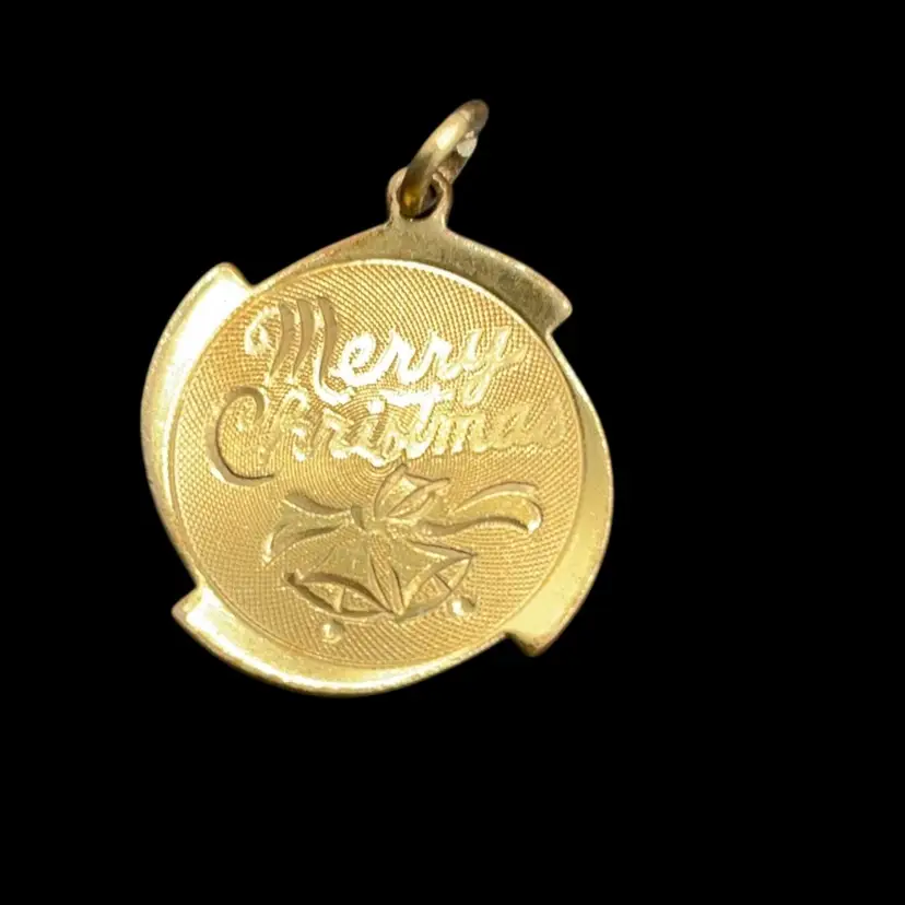 12K Gold Filled Merry Christmas Charm .75” for bracelet or necklace