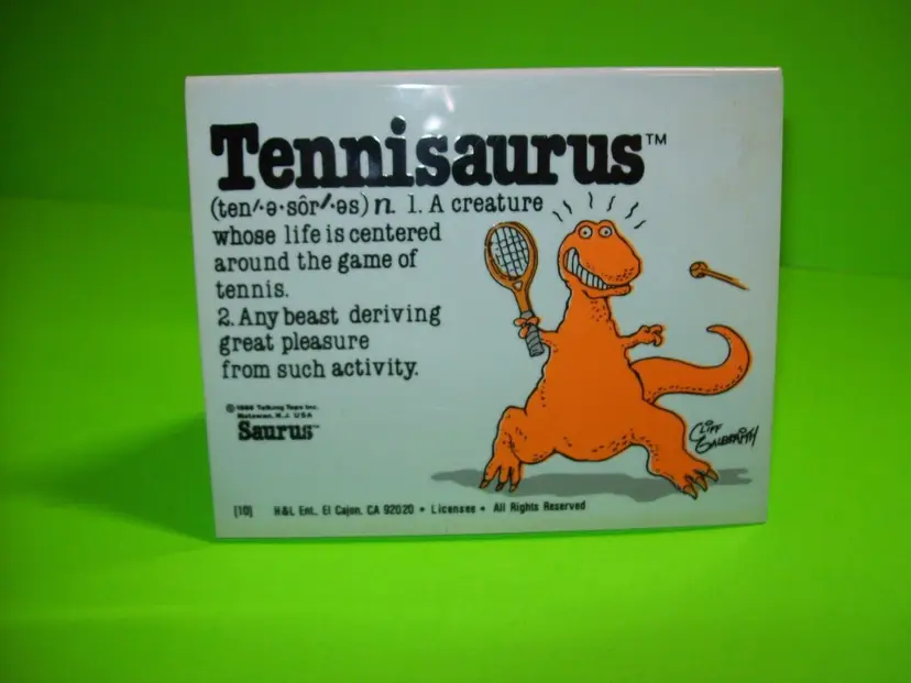 Tennisasaurus Cliff Galbraith Orange Tennis Dinosaur Vintage 1986 Sign Saurus